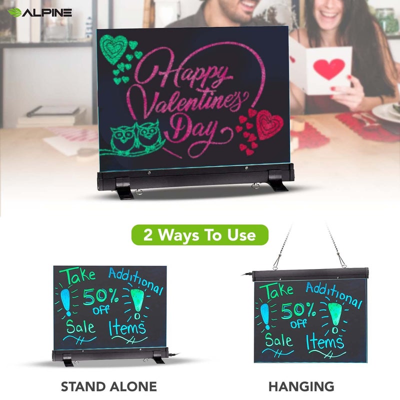 Alpine Industries LED Flashing Eraseable Message Board with Acrylic Writing Panel and Stand (12" x 16") - Image 3